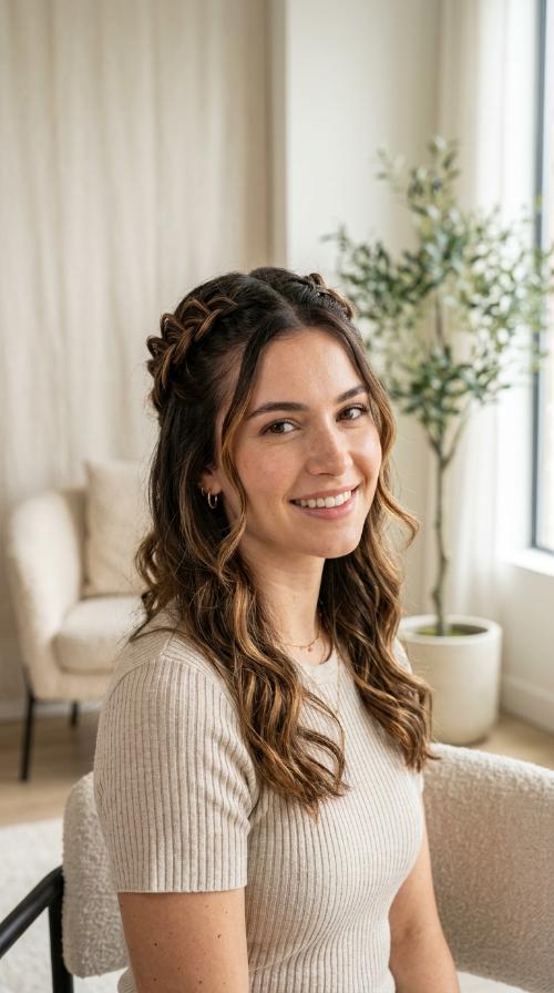 Caramel Ribbon Braids/Half-up