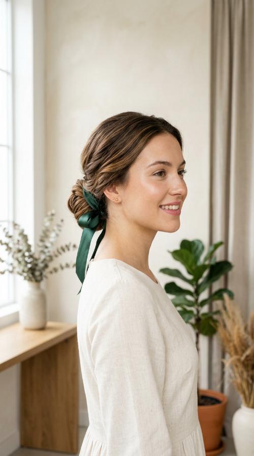 Chic Chignon with Silk Ribbon