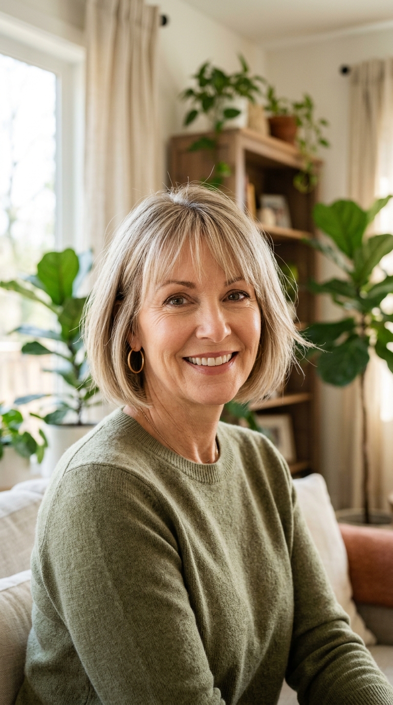 Chin-Length Bob with Wispy Bangs