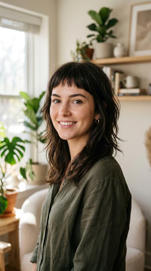 Choppy Medium Cut with Micro Bangs