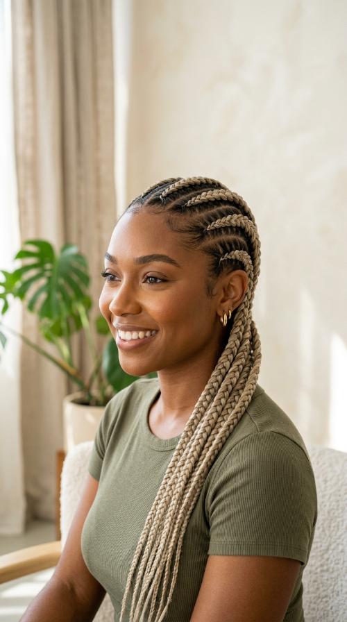 Chunky Ash Blonde Cornrows