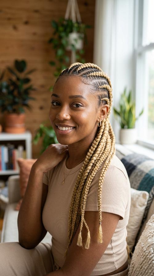 Chunky Blonde Feed-In Braids