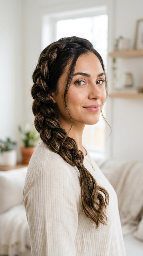 Chunky Four-Strand Side Braid