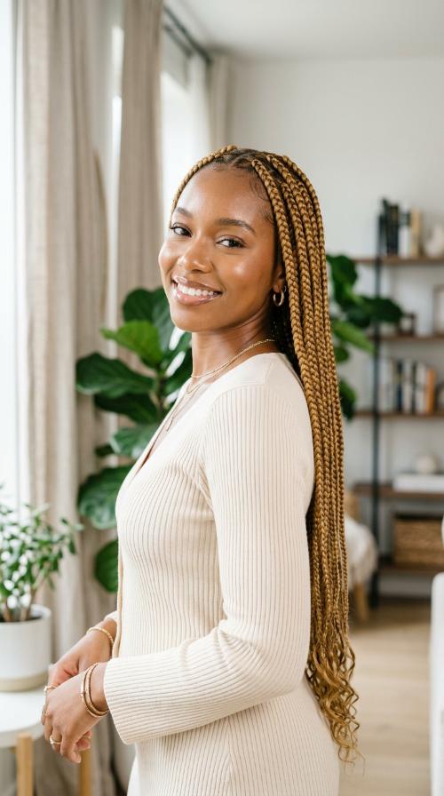 Classic Honey Blonde Waist-Length Braids