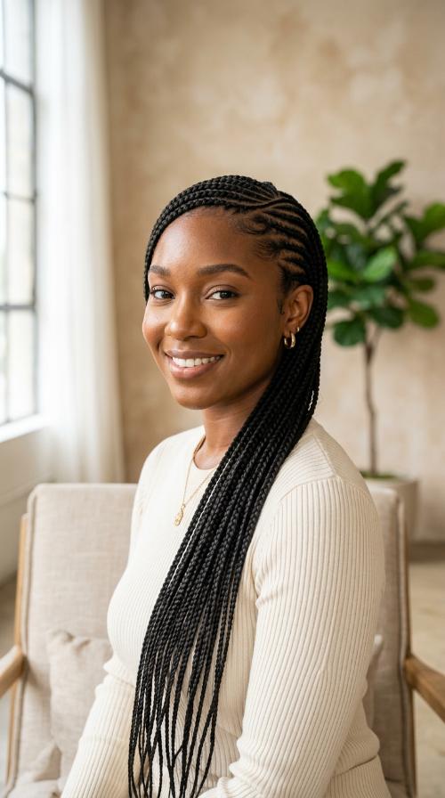 Classic Side-Swept Lemonade Braids