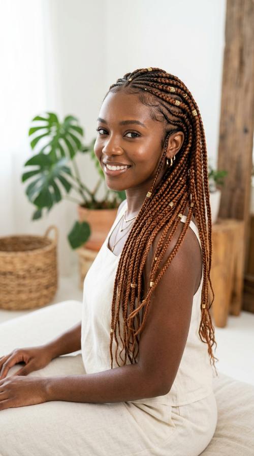Copper Tone Layered Fulani Braids