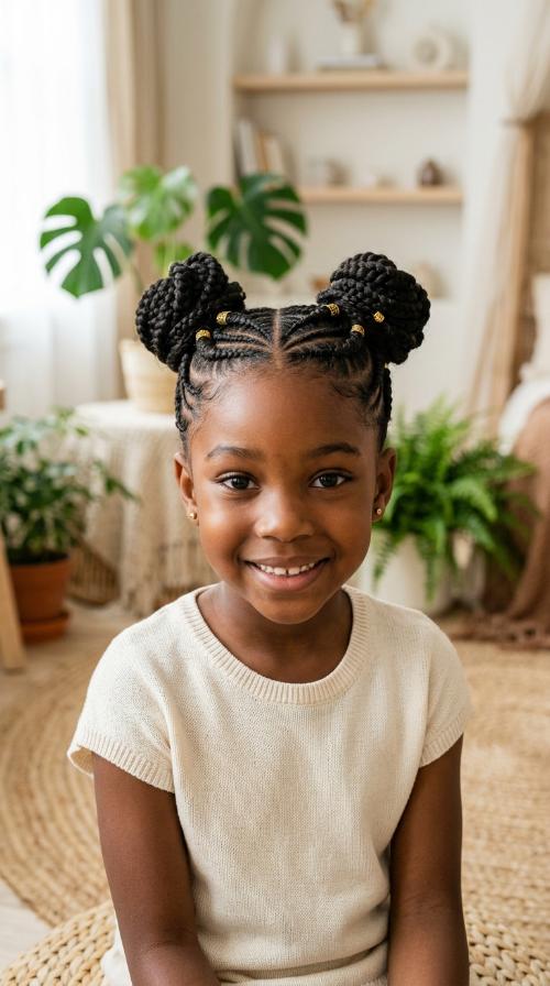 Cornrowed Space Bun Updo