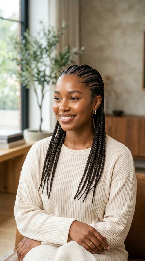 Cornrows with Feed-in Extensions