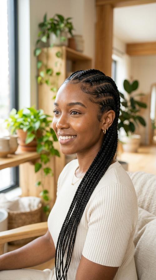 Cornrows with Feed-in Extensions