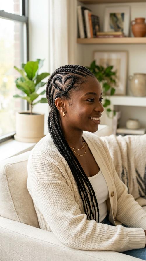Cornrows with Heart Design