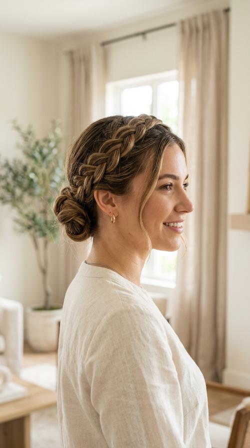 Crown Braid with Low Knot