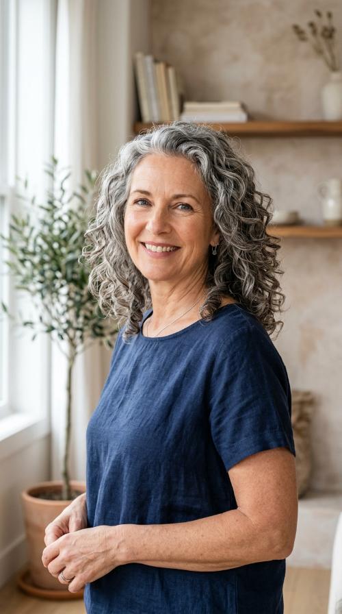 Curly DevaCut for Natural Grays