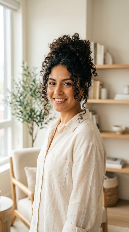 Curly Pineapple Cut for Mid-Length