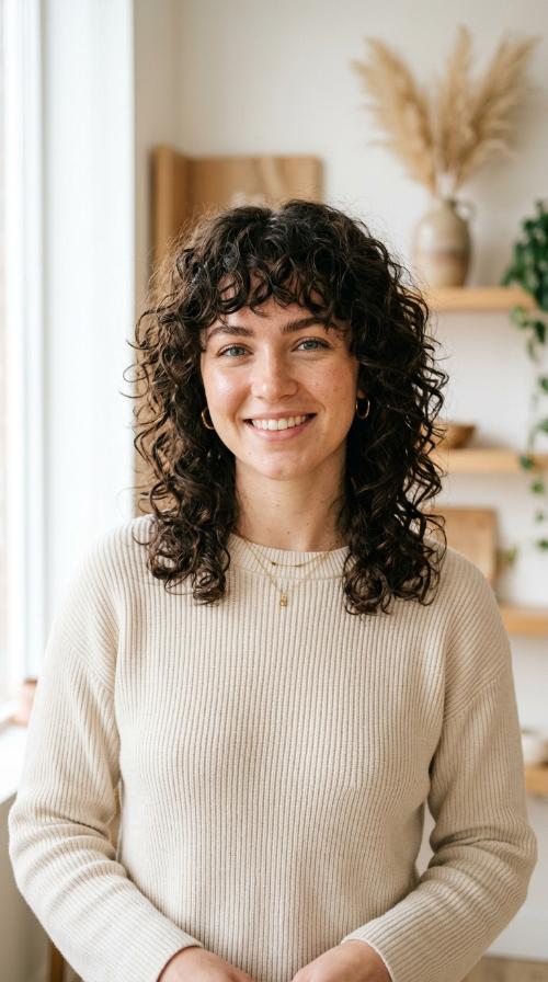 Curly Shag with Bangs