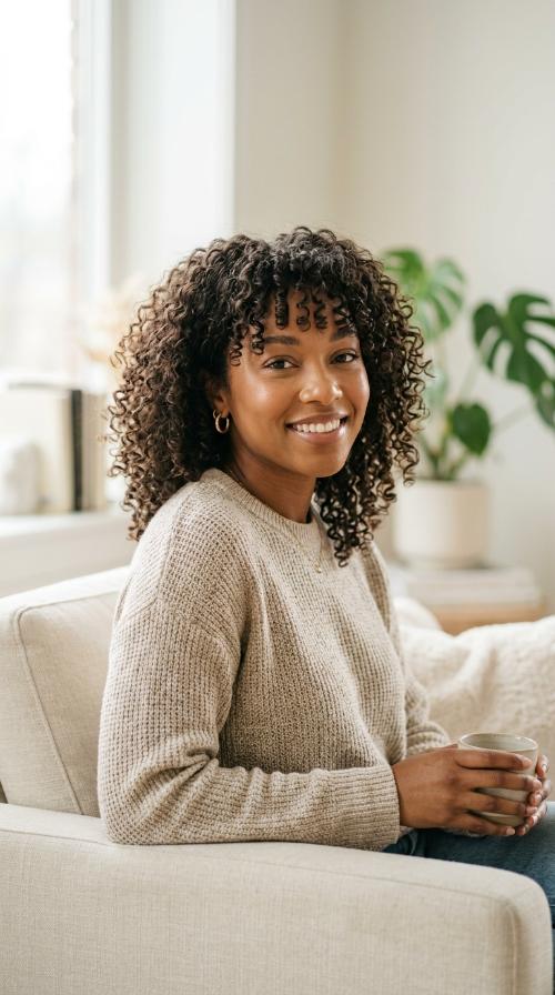 Curly Shag with Bangs