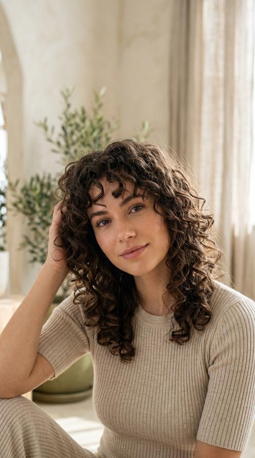 Curly Shoulder Cut