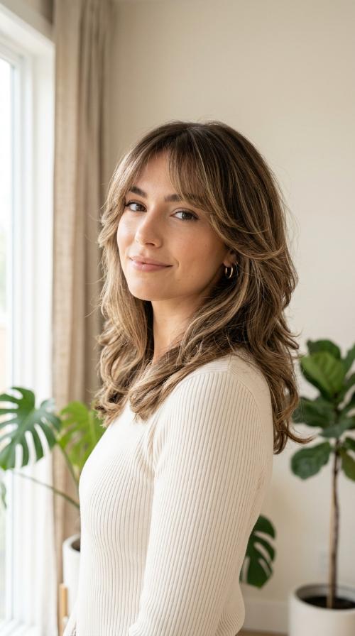 Curtain Bangs with Butterfly Layers