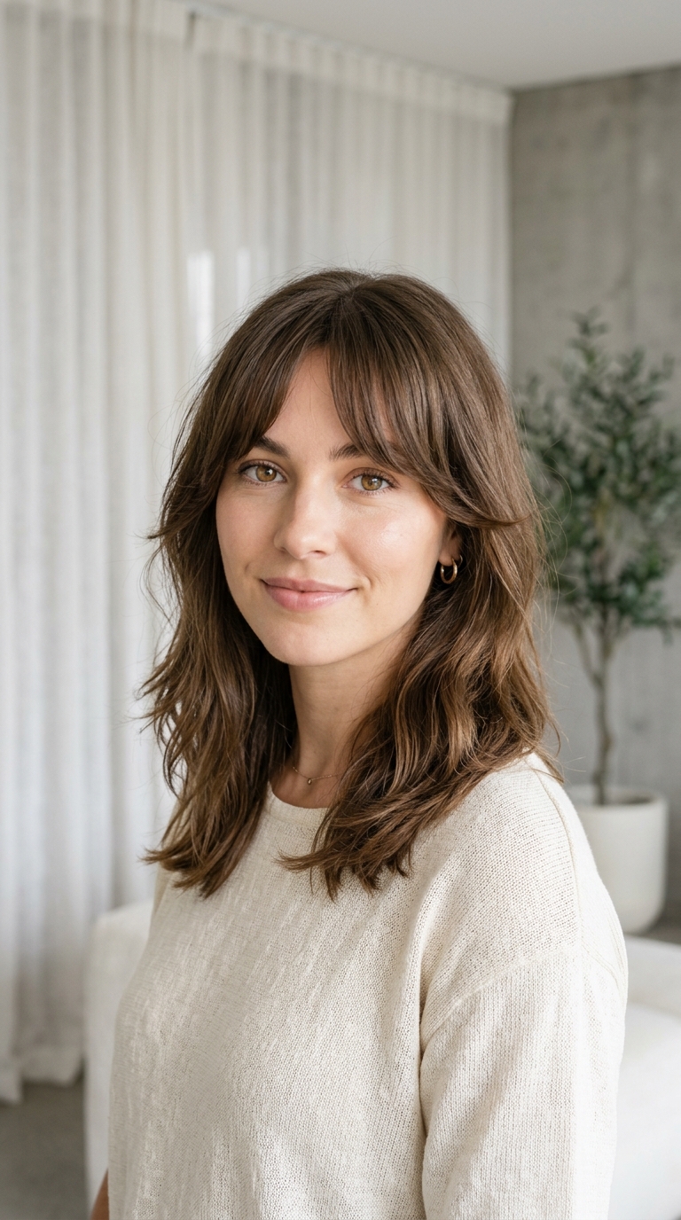 Curtain Bangs with Mid-Length Ends