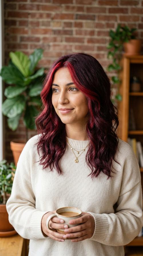 Deep Burgundy with Red Frame