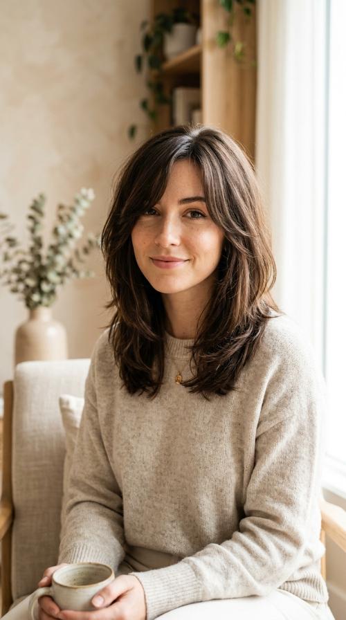 Deep Part with Soft Curtain Bangs