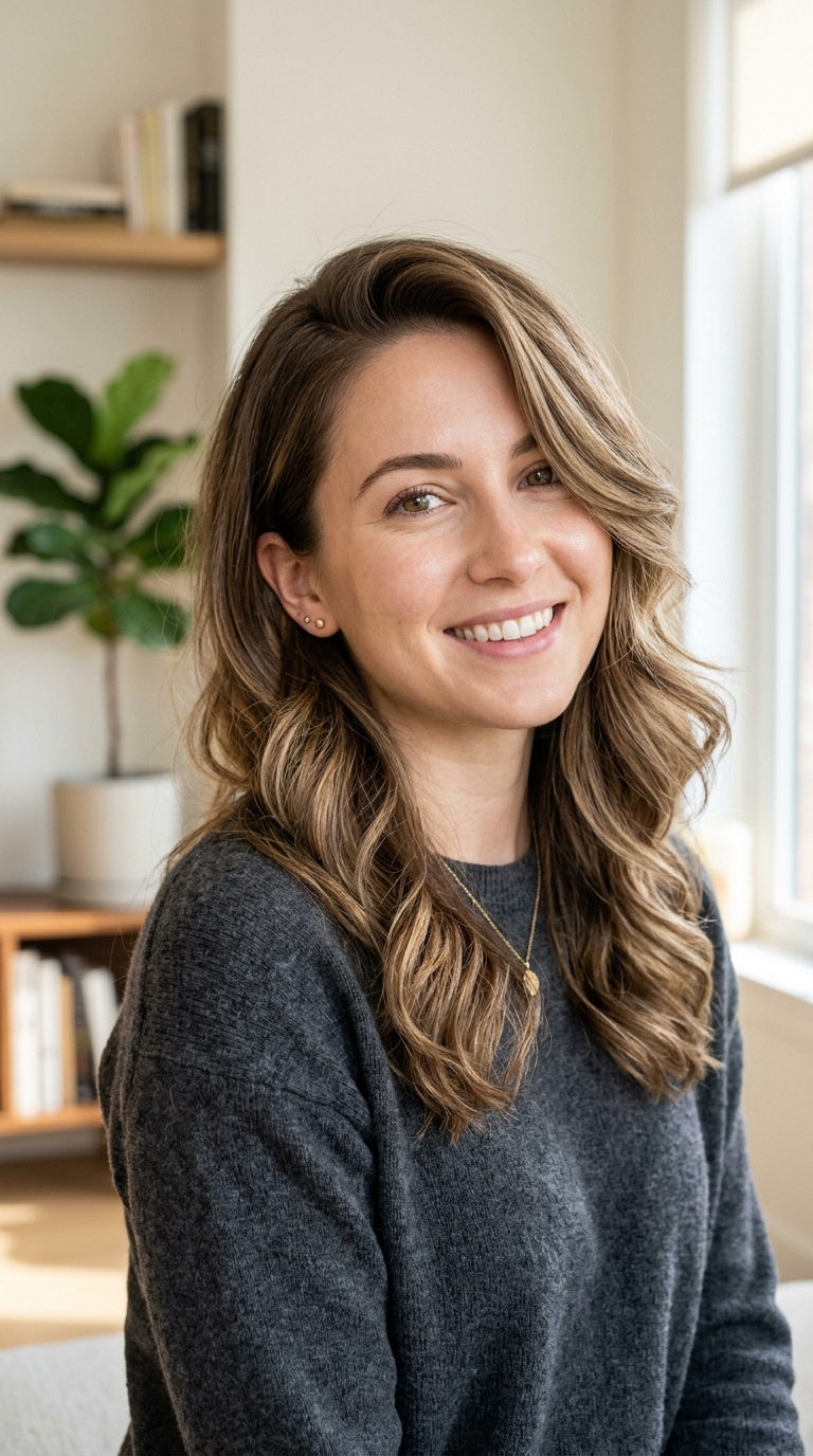 Deep Side Part with Face-Framing Layers