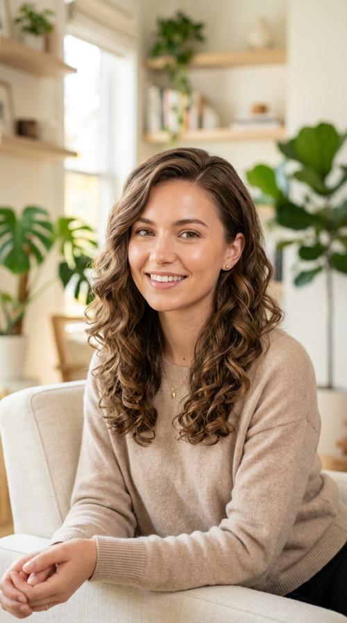 Deep Side Part with Soft Curls