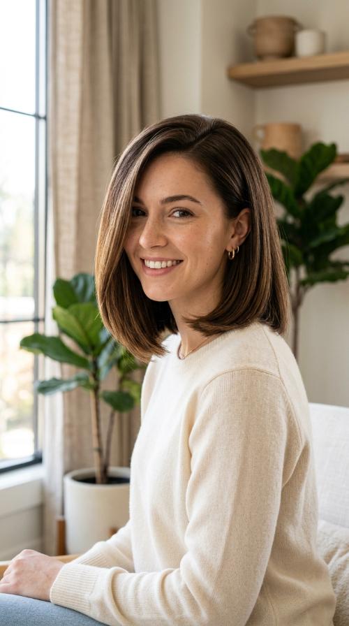 Deep Side-Parted Sleek Bob