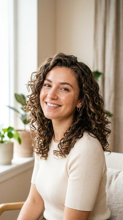 Defined Curls in Mushroom Brown