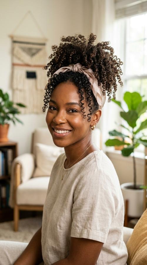 Defined Curly Pineapple Updo