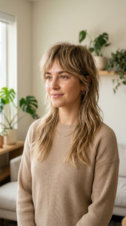 Dirty Blonde Modern Mullet