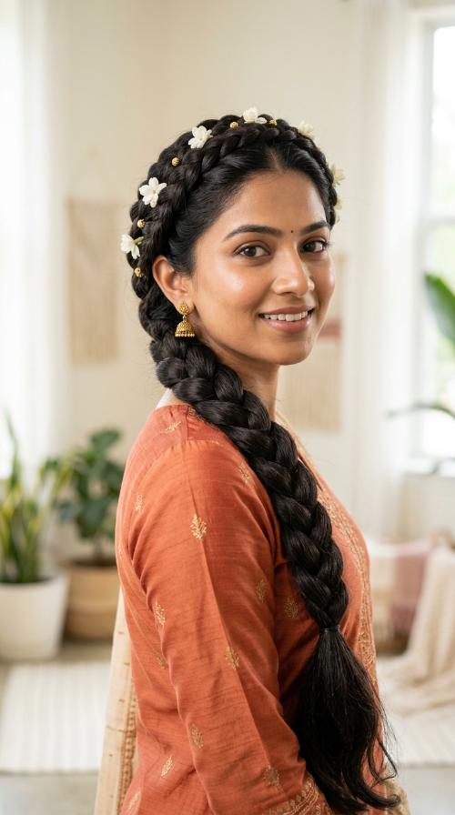 Double Braided Crown with Long Tail