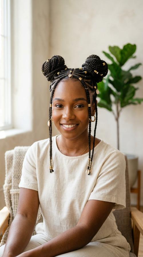 Double Bun Fulani Braids