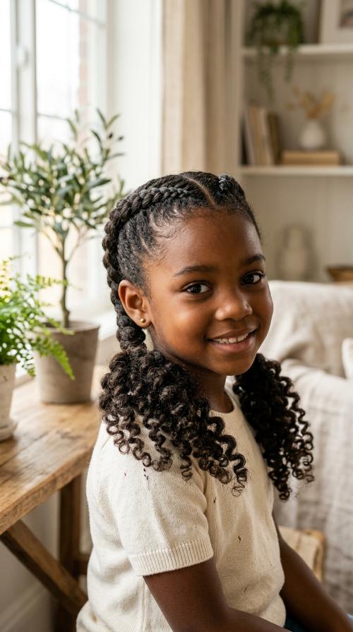Double Dutch Braids with Curly Ends