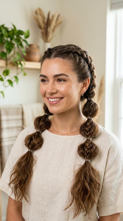Double Dutch Pigtails with Bubble Ends