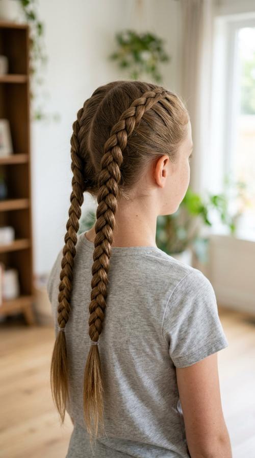 Double French Braided Pigtails