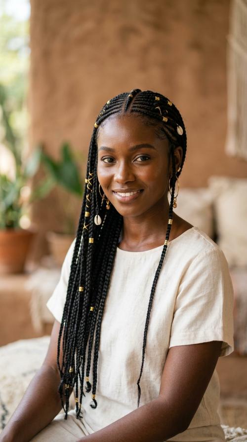 Double-Sided Symmetrical Fulani Braids