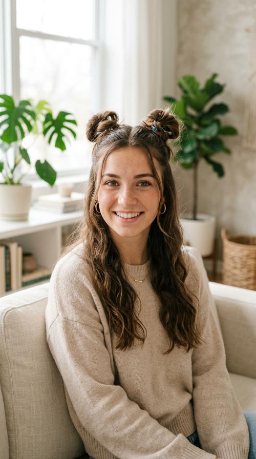 Double Space Buns (Half-Up)