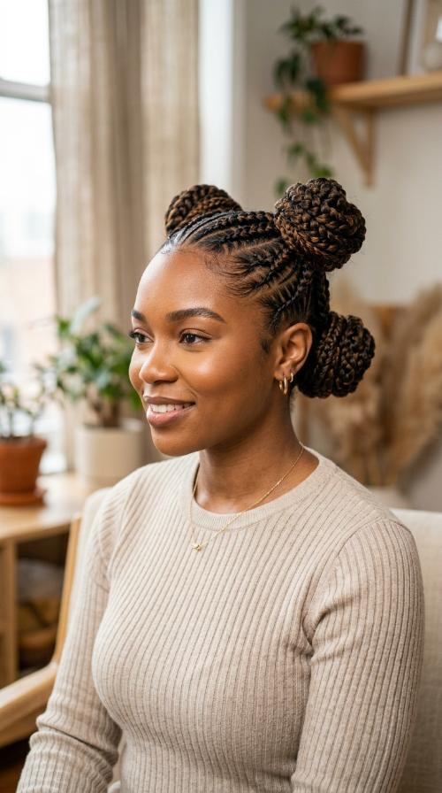 Double Stitch Braided Buns