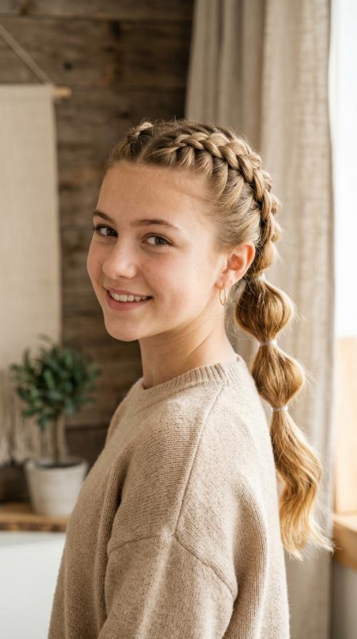 Dutch Braid Bubble Braid Hybrid