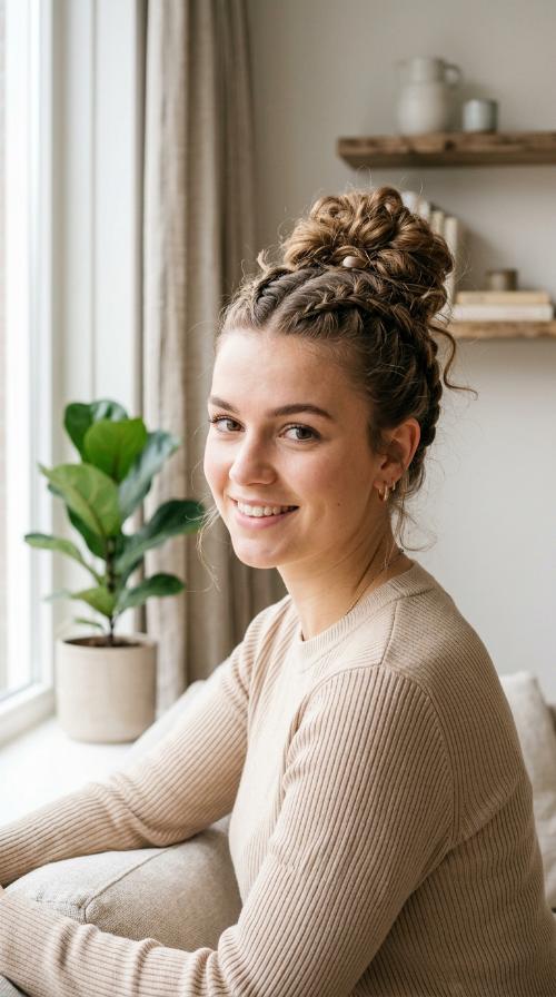 Dutch Braid Messy Bun