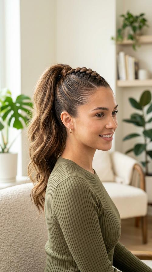 Dutch Braid Mohawk Pony