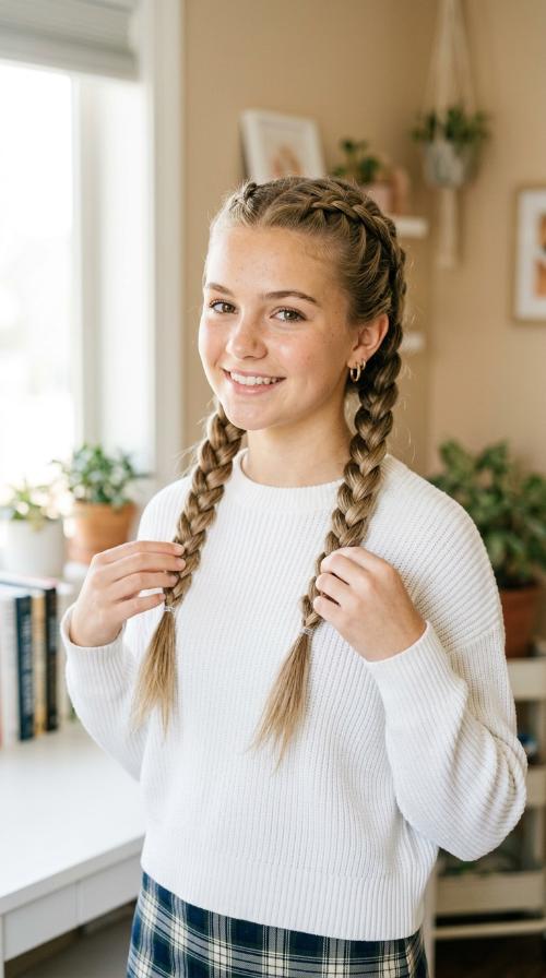 Dutch Braid Pigtails
