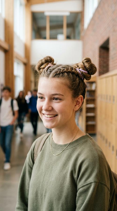 Dutch Braid Space Buns
