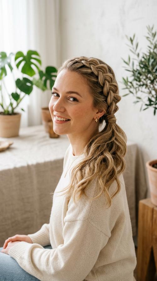Dutch Braided Side Pony