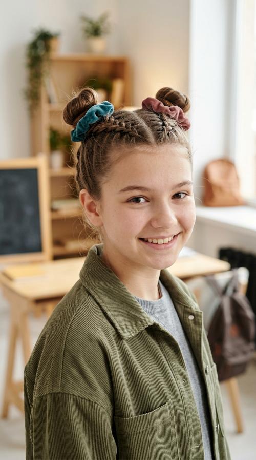 Dutch Braids into Buns