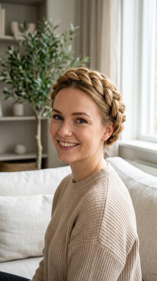 Elegant Dutch Crown Braid
