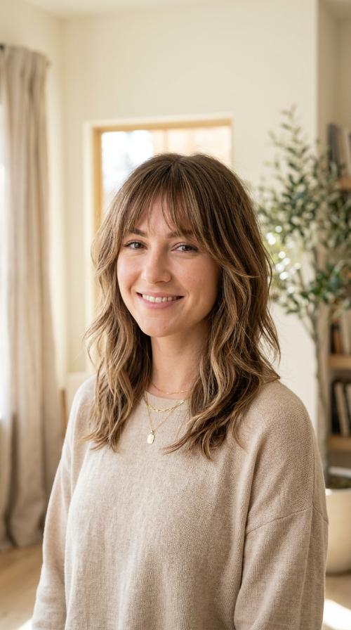 Face-Framing Layers with Tapered Bangs