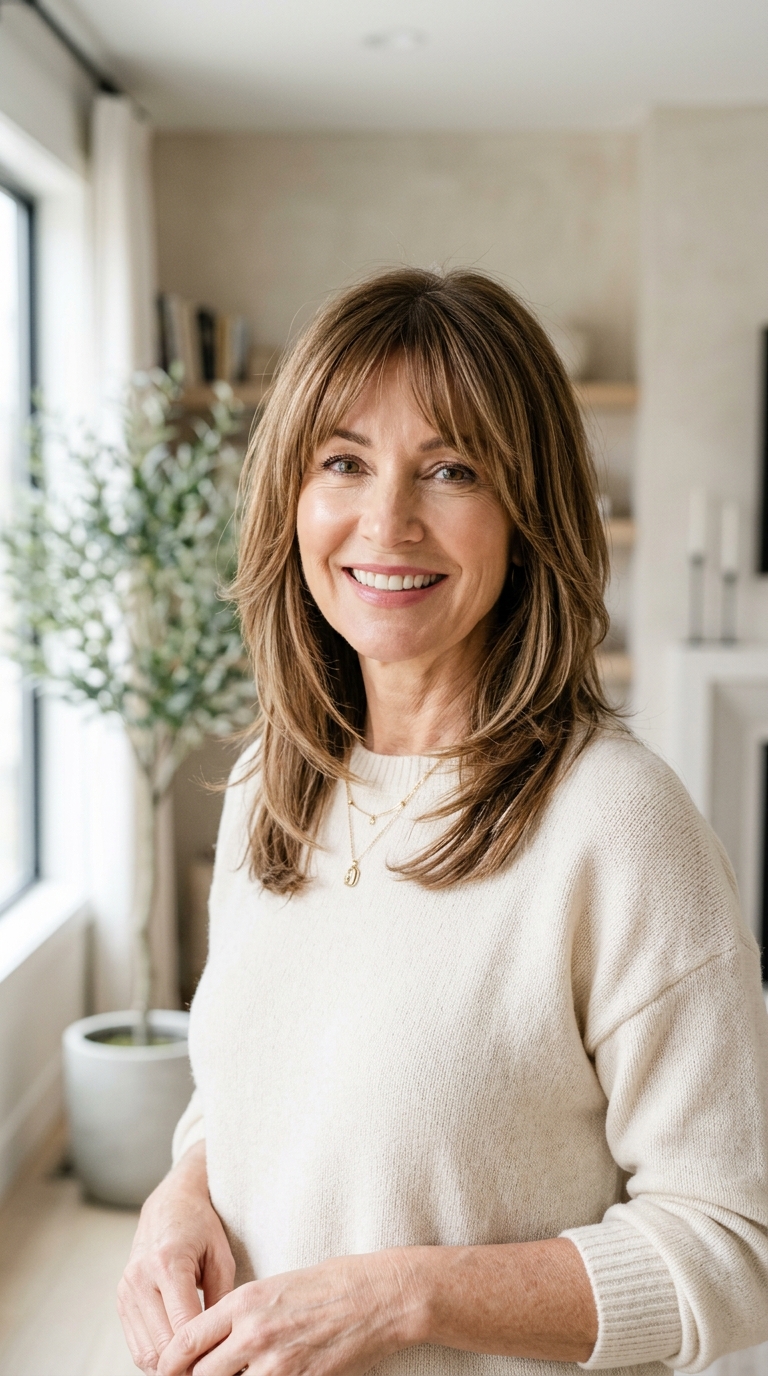 Face-Framing Layers with Wispy Fringe