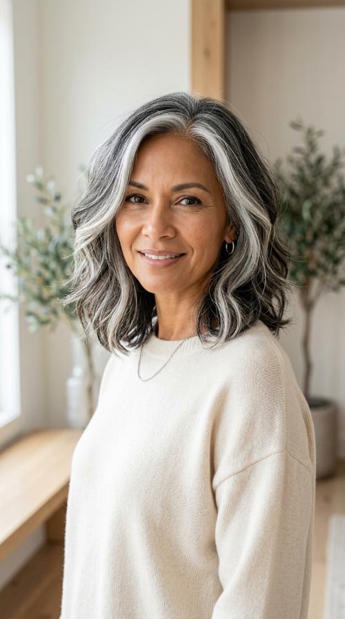Face-Framing Silver Highlights