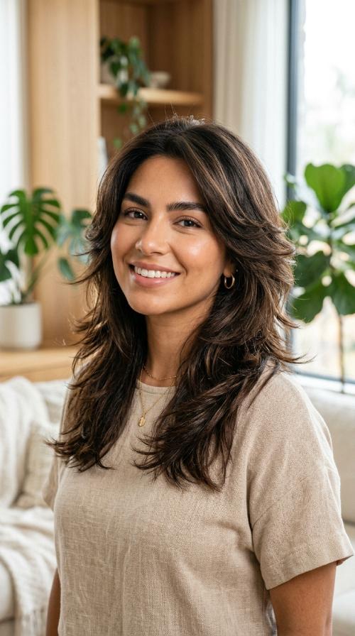 Feathered Layers for Thick Hair